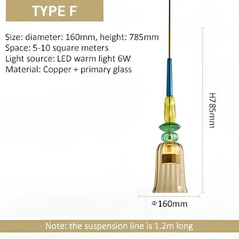 Colorful Glass Pendant Light Hand-Blown for Kitchen
