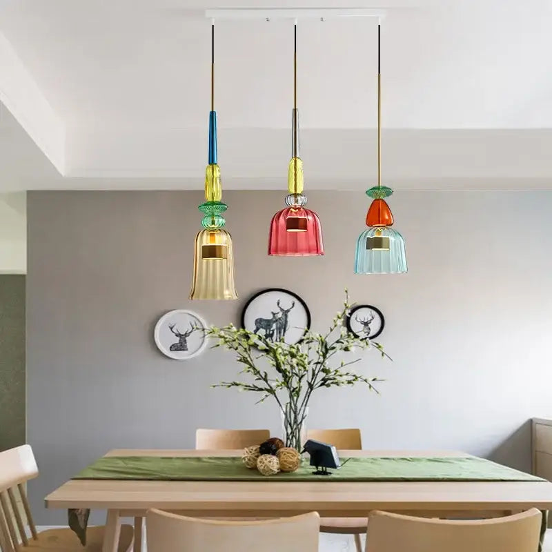 Colorful Glass Pendant Light Hand-Blown for Kitchen