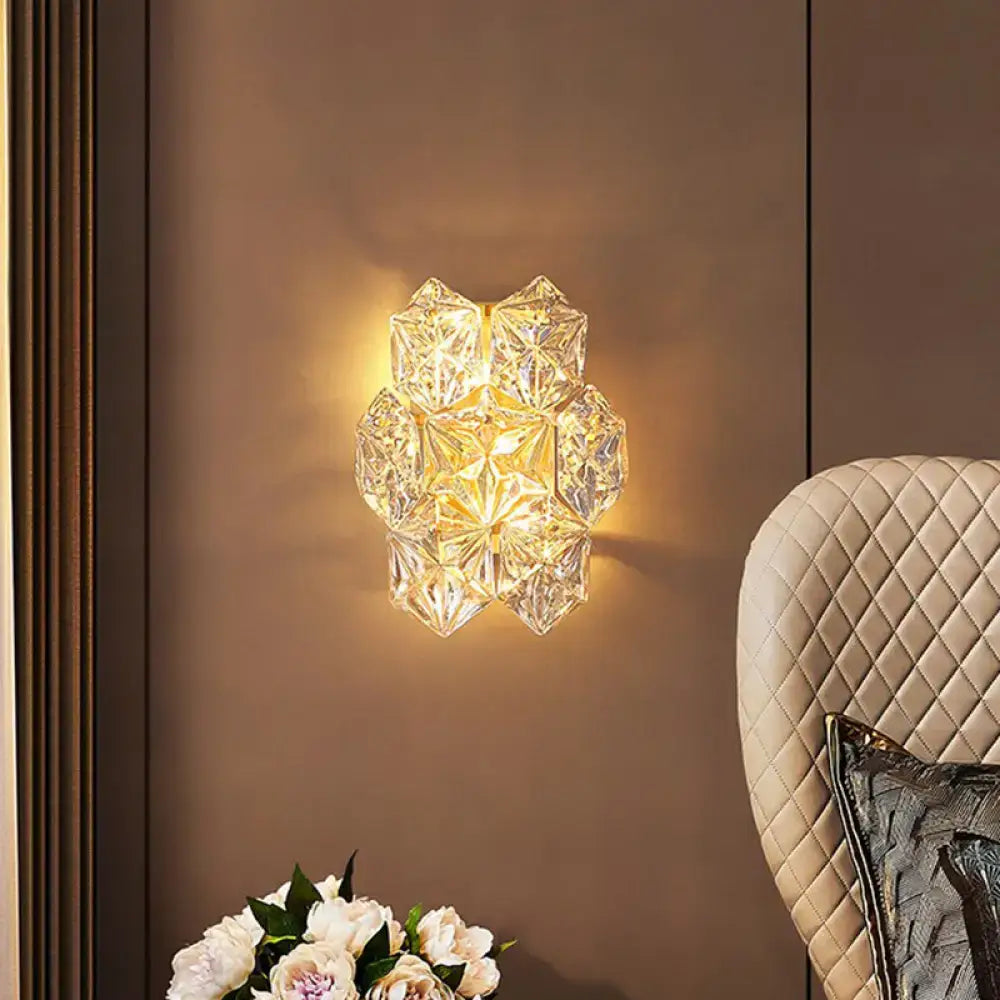 Gold Hexagon Glass Postmodern Wall Sconce