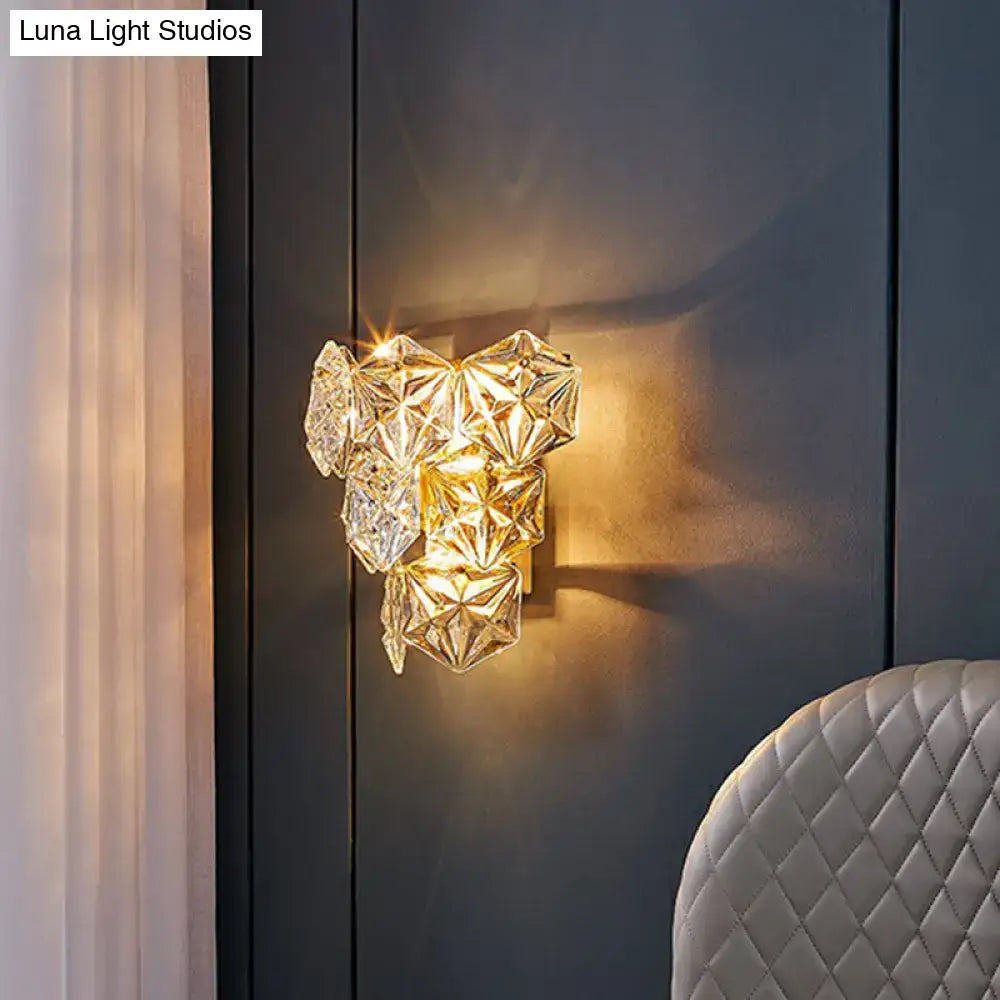 Gold Hexagon Glass Postmodern Wall Sconce