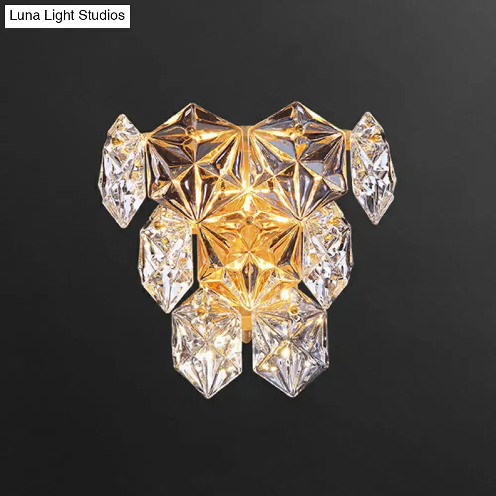 Gold Hexagon Glass Postmodern Wall Sconce