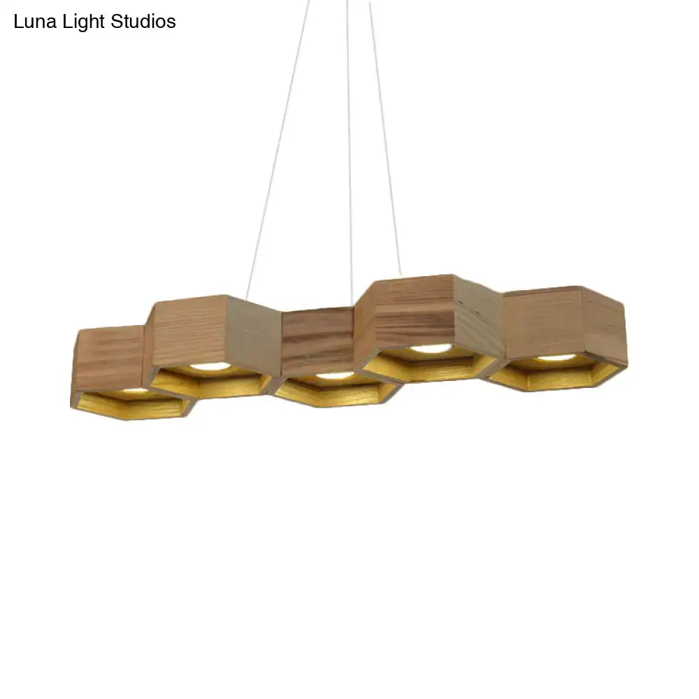Wood Gold Ceiling Light