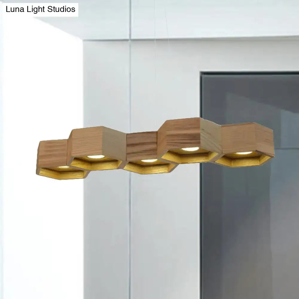 Wood Gold Ceiling Light