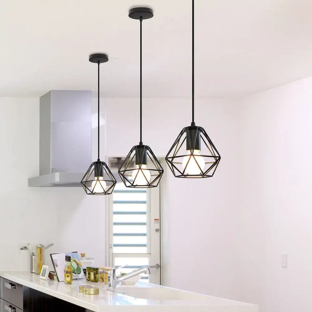 Black Cage Pendant Light Nordic Industrial Style
