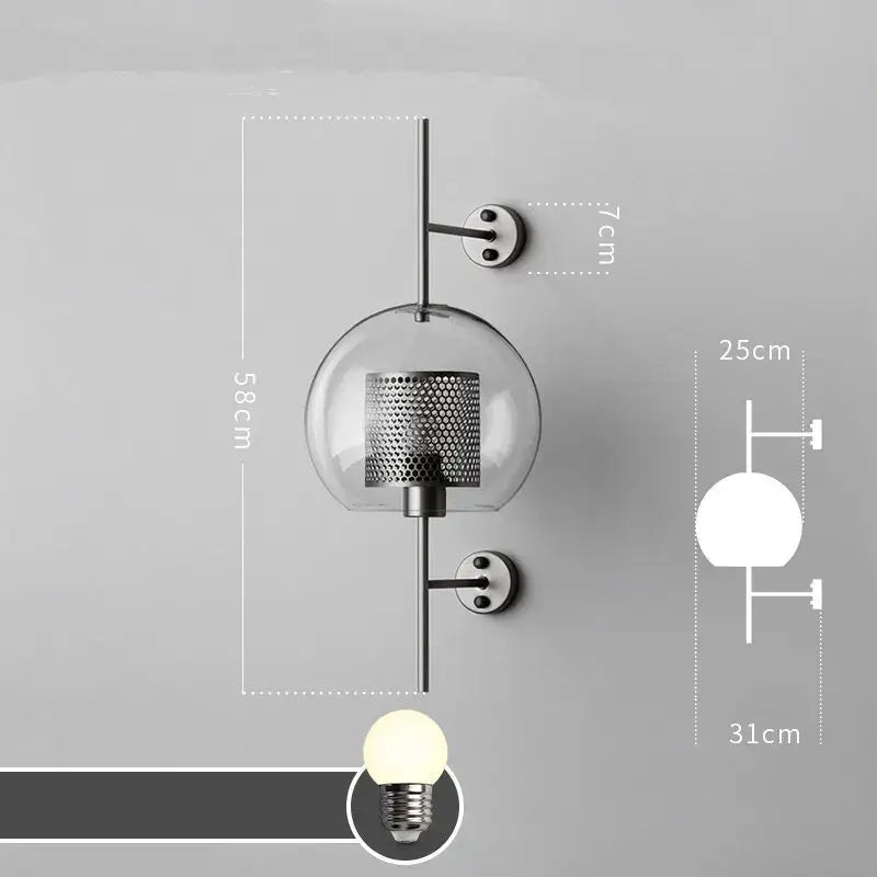 Copper Glass Wall Sconce for Bedroom and Dining