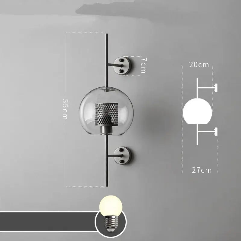 Copper Glass Wall Sconce for Bedroom and Dining
