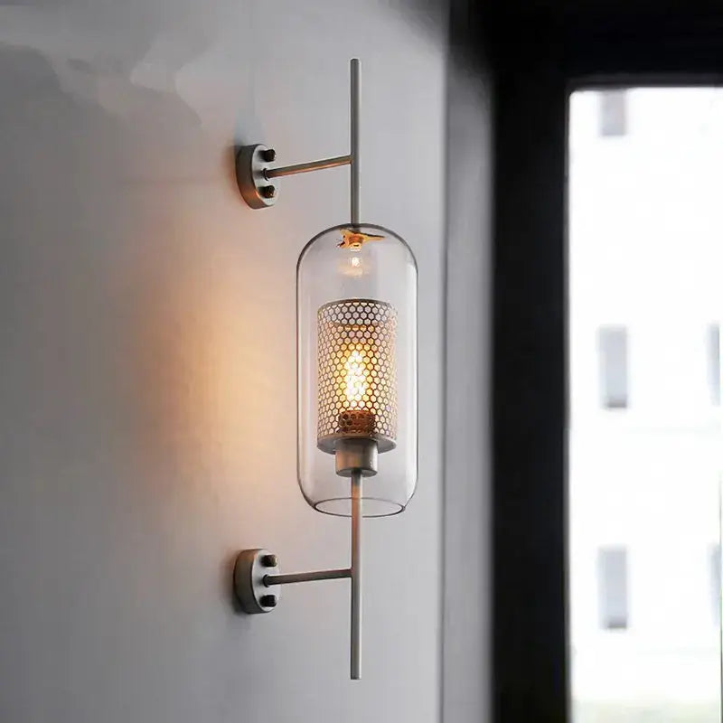 Copper Glass Wall Sconce for Bedroom and Dining