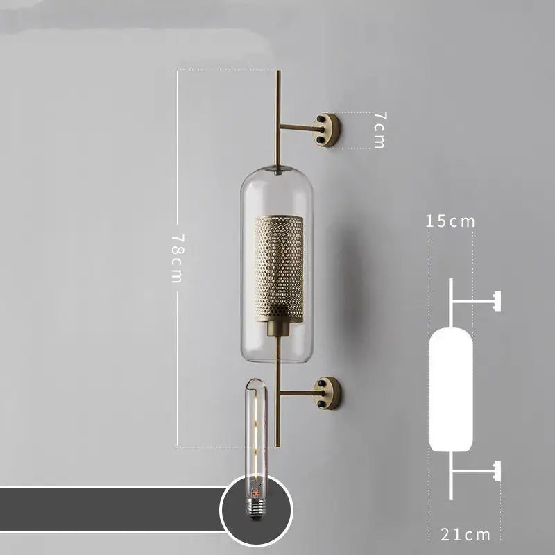 Copper Glass Wall Sconce for Bedroom and Dining
