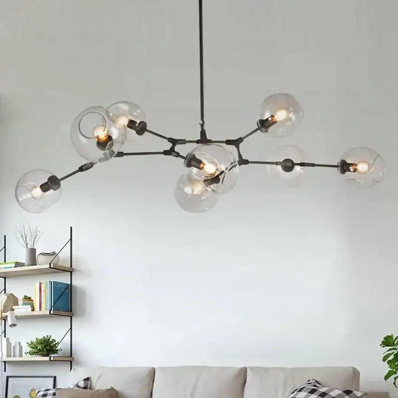 Black Globe Glass Chandelier with Multi-Light Design