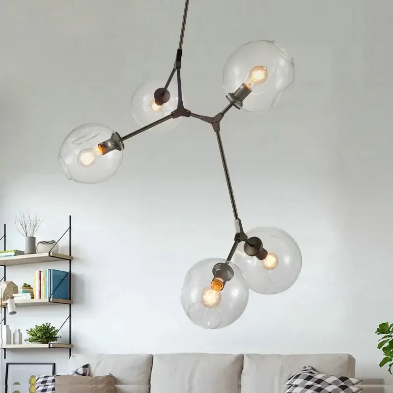 Black Globe Glass Chandelier with Multi-Light Design