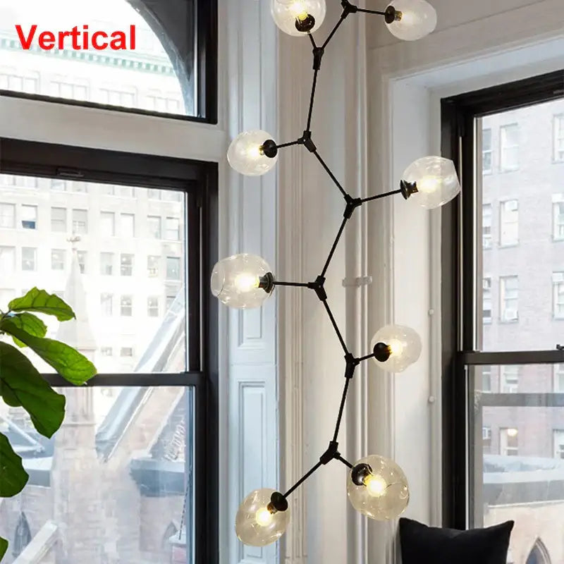 Black Globe Glass Chandelier with Multi-Light Design