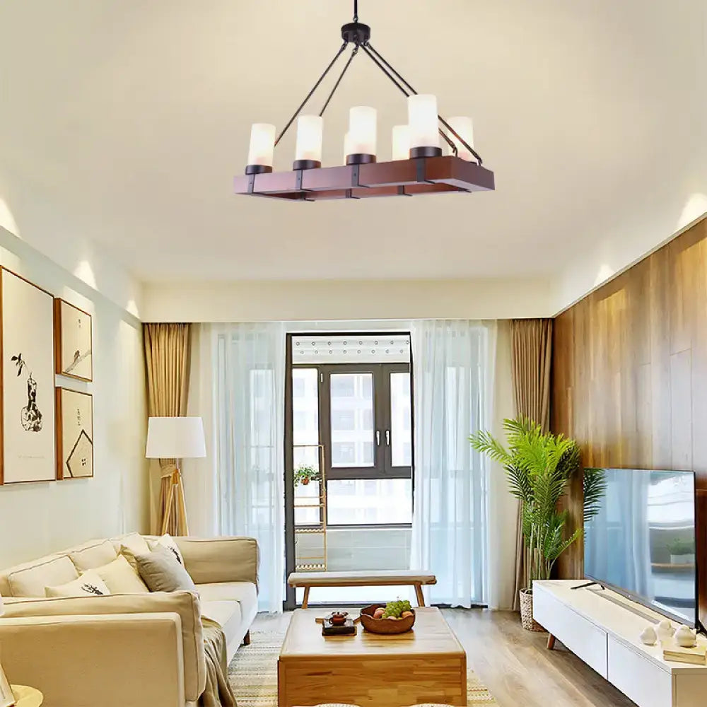 Opal Glass Rectangular Chandelier