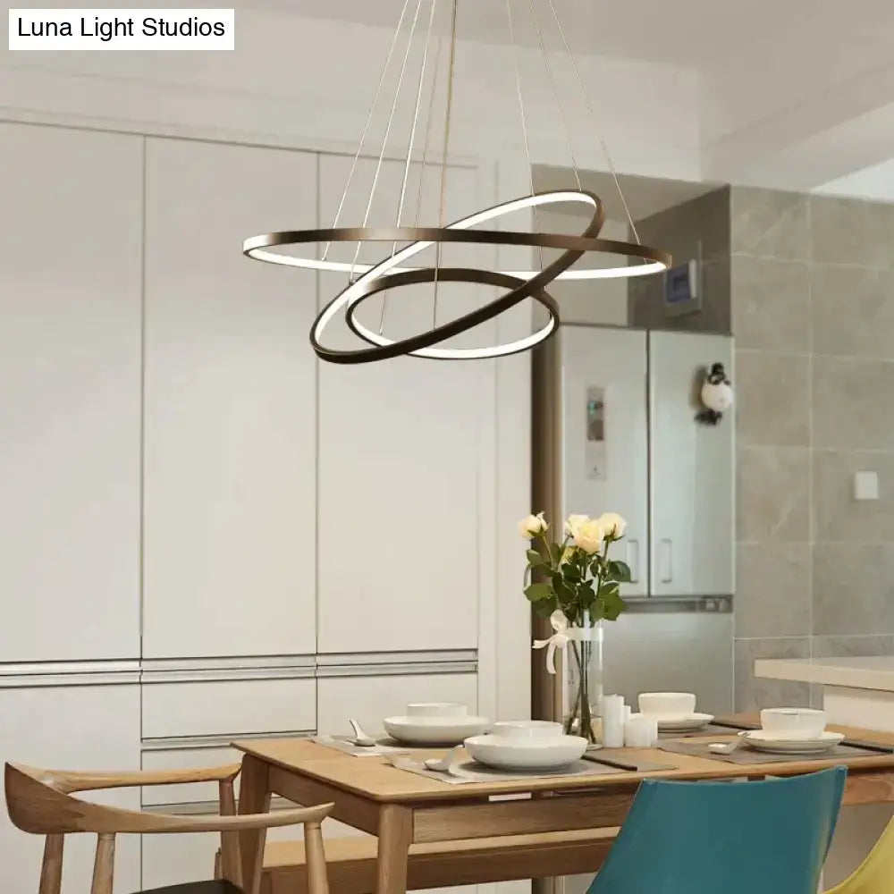 Black Ring LED Four-Ring Dimmable Pendant