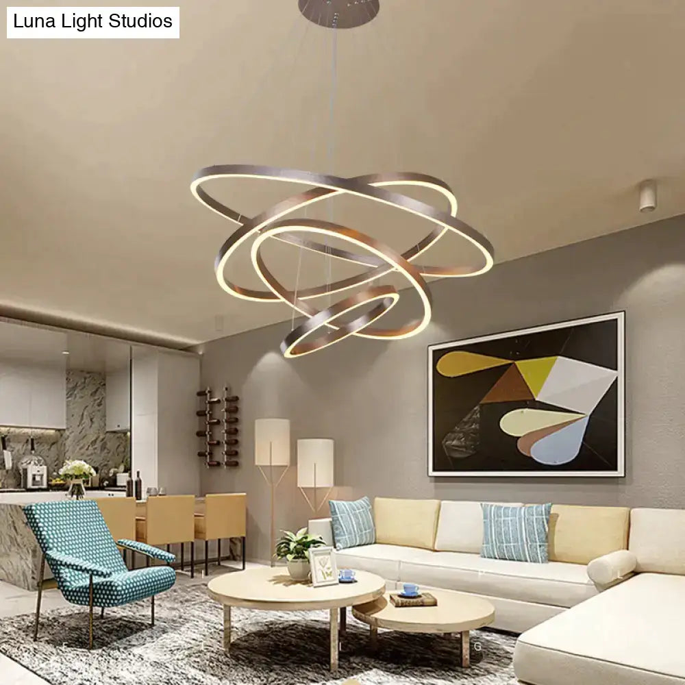 Black Ring LED Four-Ring Dimmable Pendant