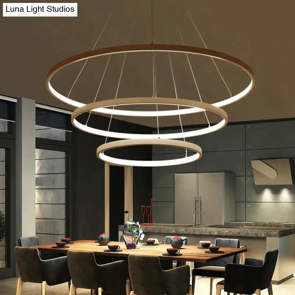 Black Ring LED Four-Ring Dimmable Pendant