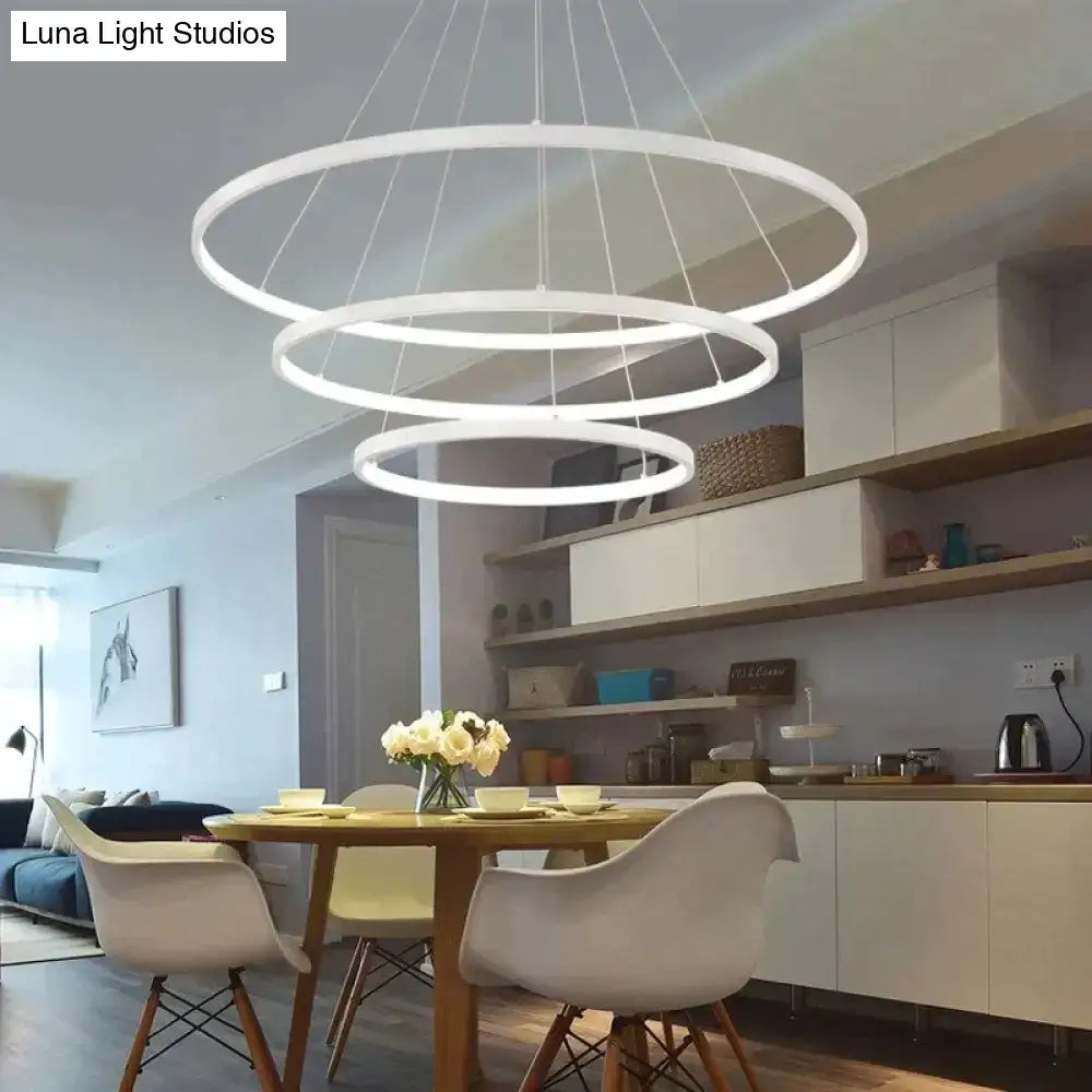 Black Ring LED Four-Ring Dimmable Pendant