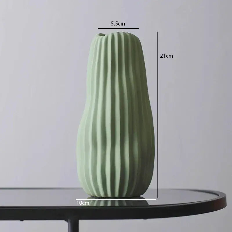 Ceramic Ribbed Vase Trio
