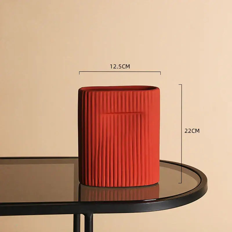 Ceramic Ribbed Vase Trio