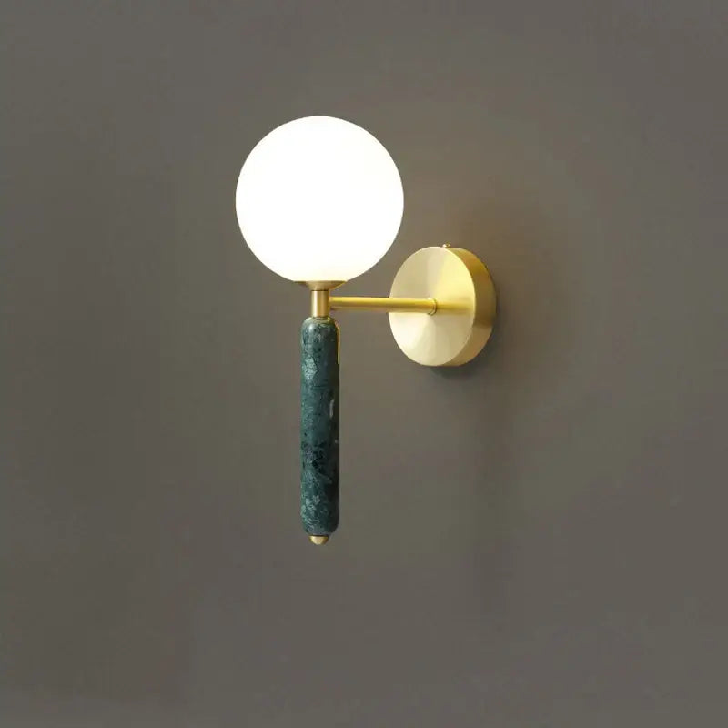 Green Marble Wall Sconce with Glass Globe W130mm