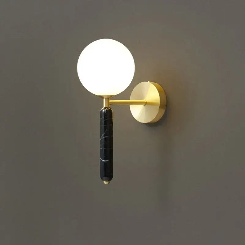Green Marble Wall Sconce with Glass Globe W130mm