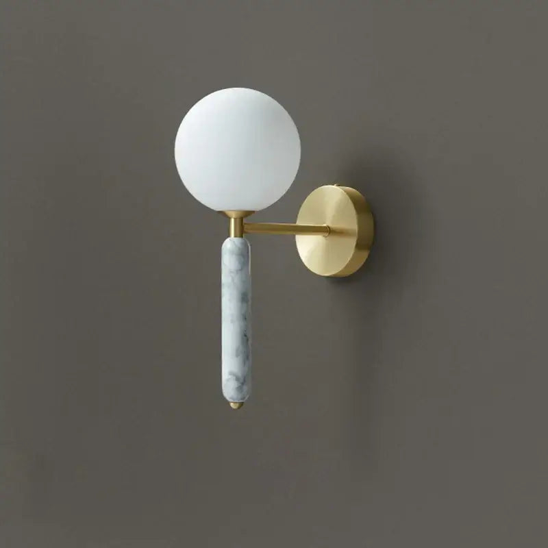 Green Marble Wall Sconce with Glass Globe W130mm