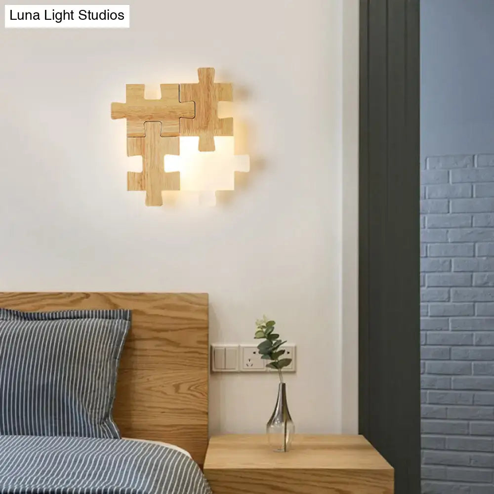 Wood Jigsaw Wall Lamp