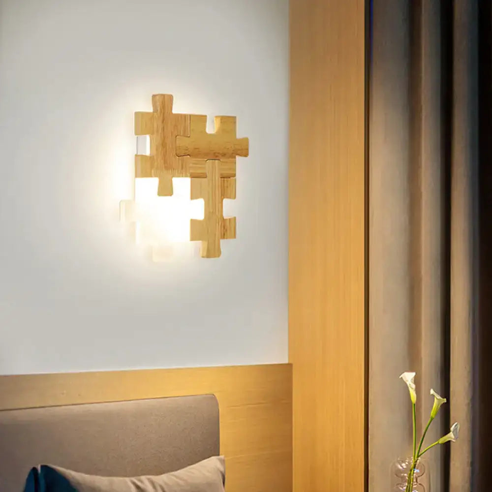 Wood Jigsaw Wall Lamp