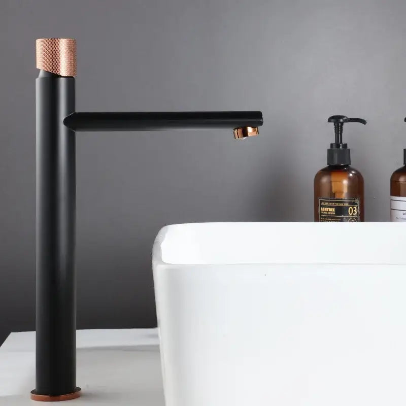 Brushed Gold Knurled Basin Faucet