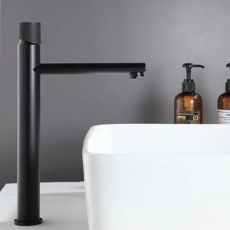 Brushed Gold Knurled Basin Faucet