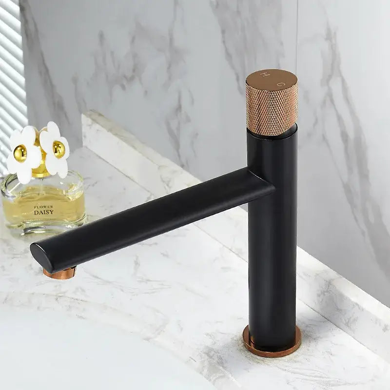 Brushed Gold Knurled Basin Faucet