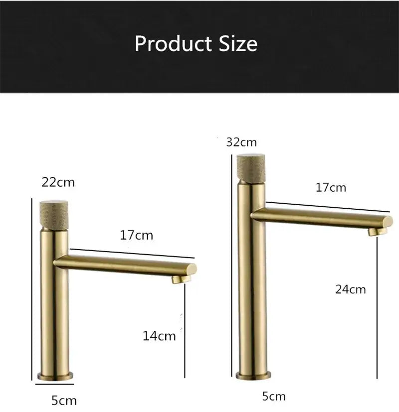 Brushed Gold Knurled Basin Faucet
