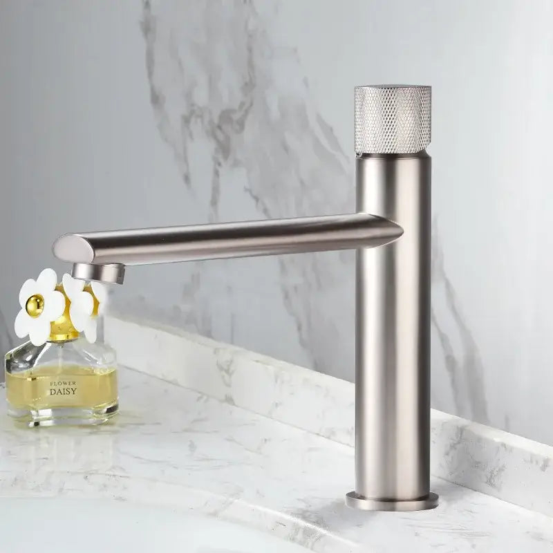 Brushed Gold Knurled Basin Faucet