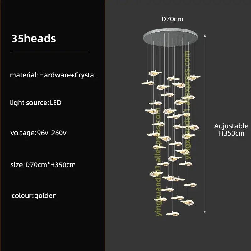 Crystal Glass Staircase Chandelier
