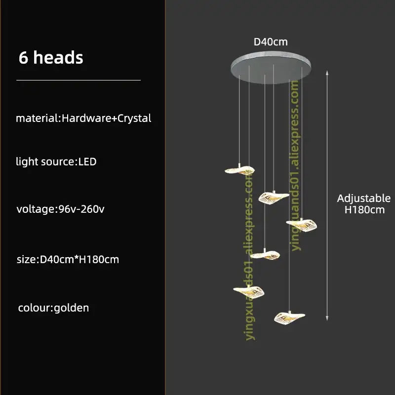 Crystal Glass Staircase Chandelier