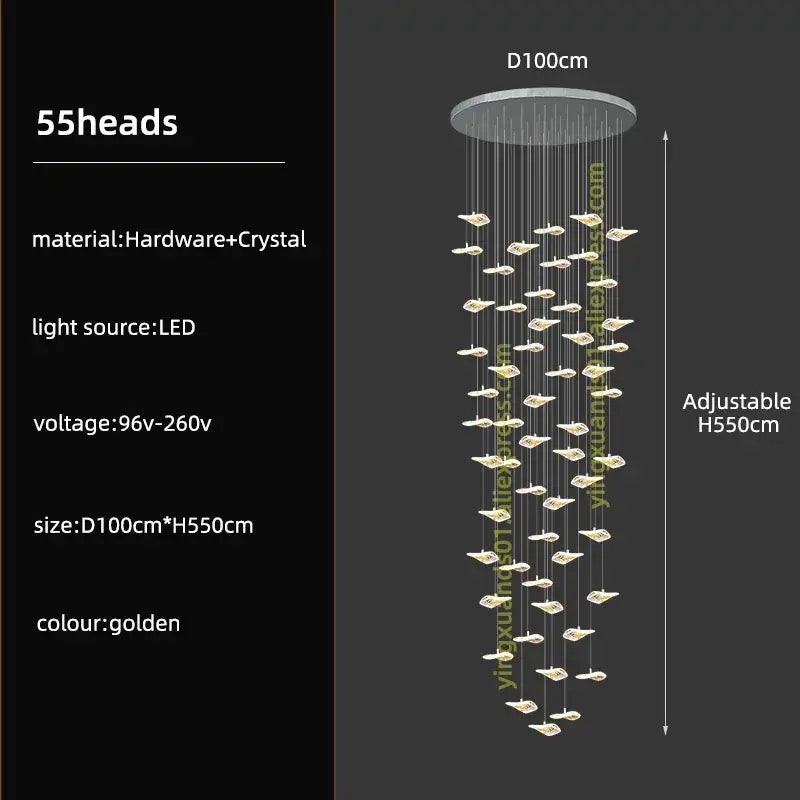 Crystal Glass Staircase Chandelier