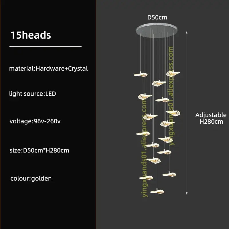 Crystal Glass Staircase Chandelier
