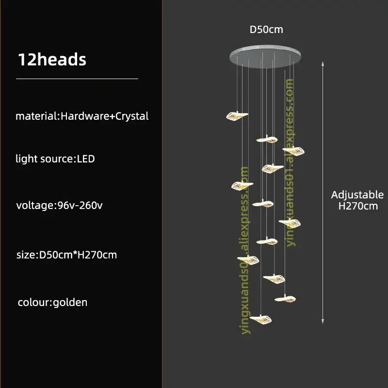 Crystal Glass Staircase Chandelier