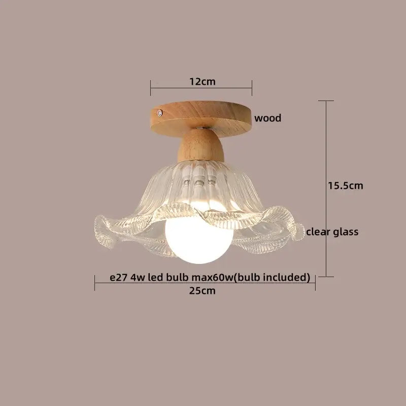 Glass Wood Ceiling Light