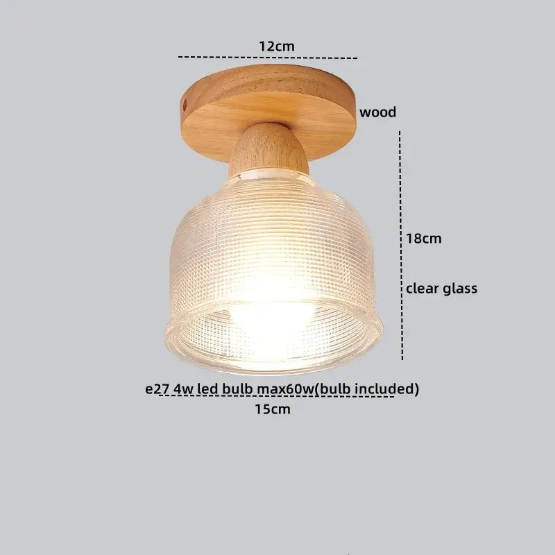 Glass Wood Ceiling Light