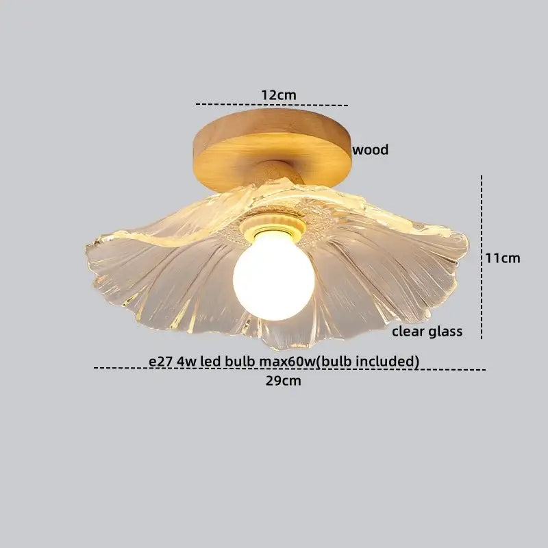 Glass Wood Ceiling Light