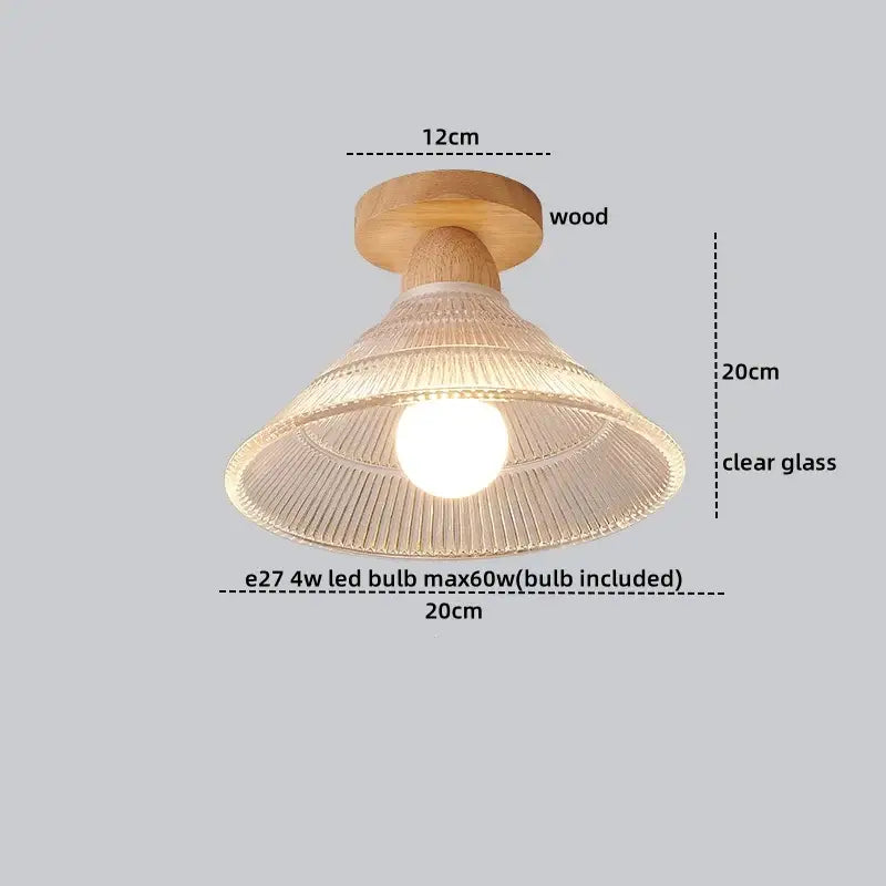 Glass Wood Ceiling Light