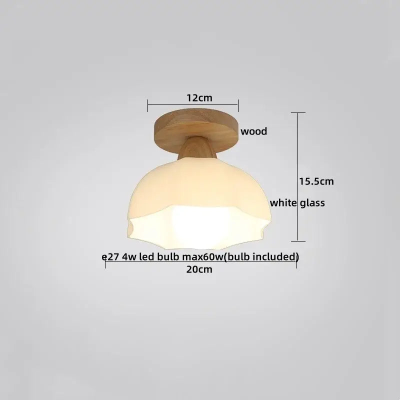 Glass Wood Ceiling Light