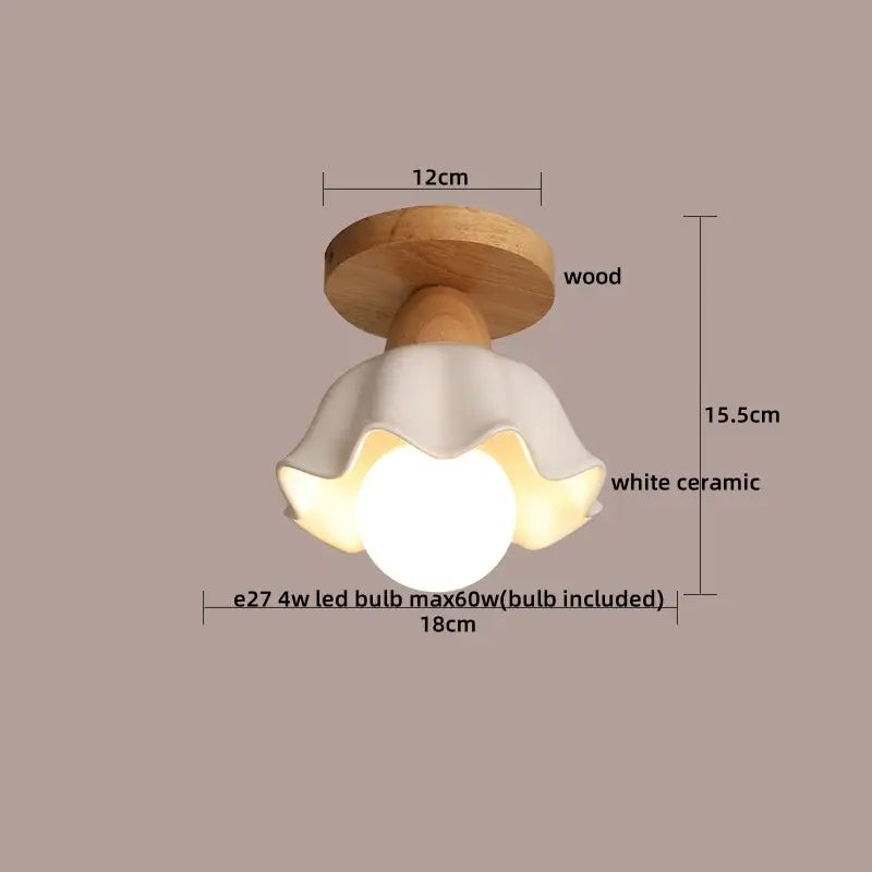 Glass Wood Ceiling Light