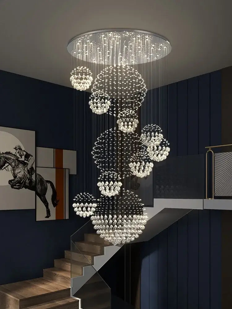 Chrome Crystal Pendant Light with Spiral Design