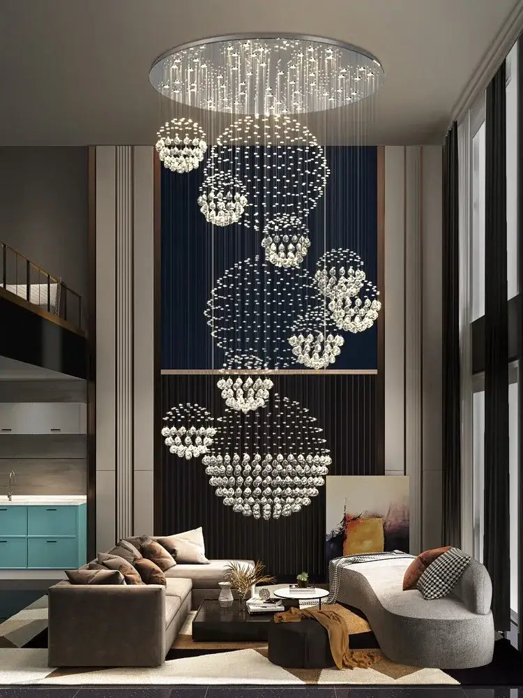 Chrome Crystal Pendant Light with Spiral Design