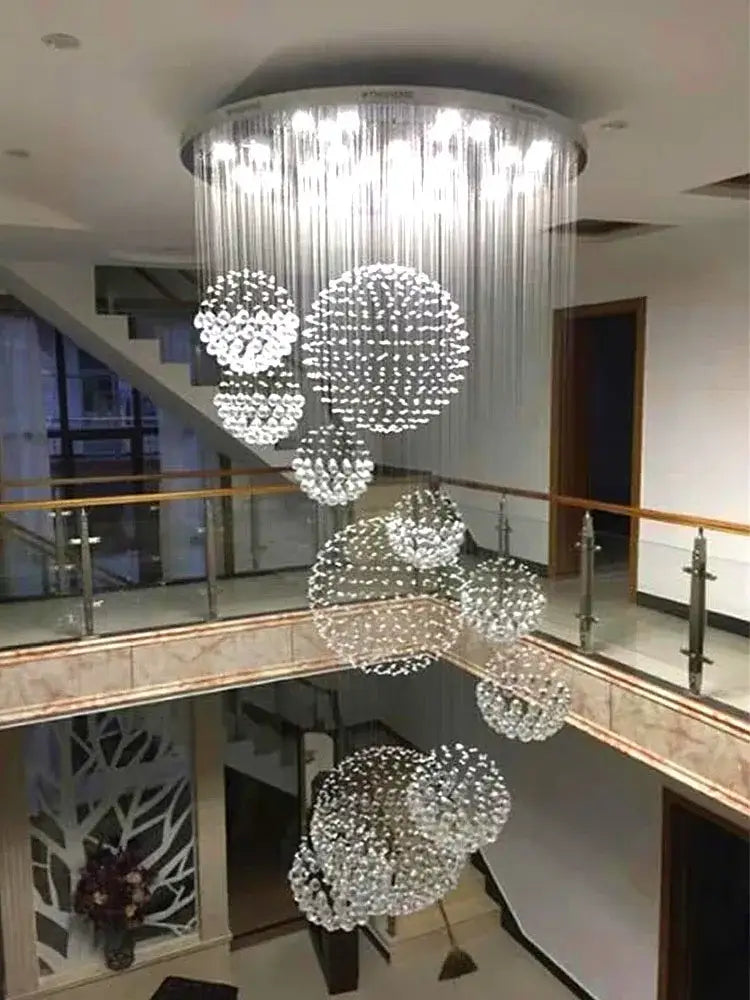 Chrome Crystal Pendant Light with Spiral Design