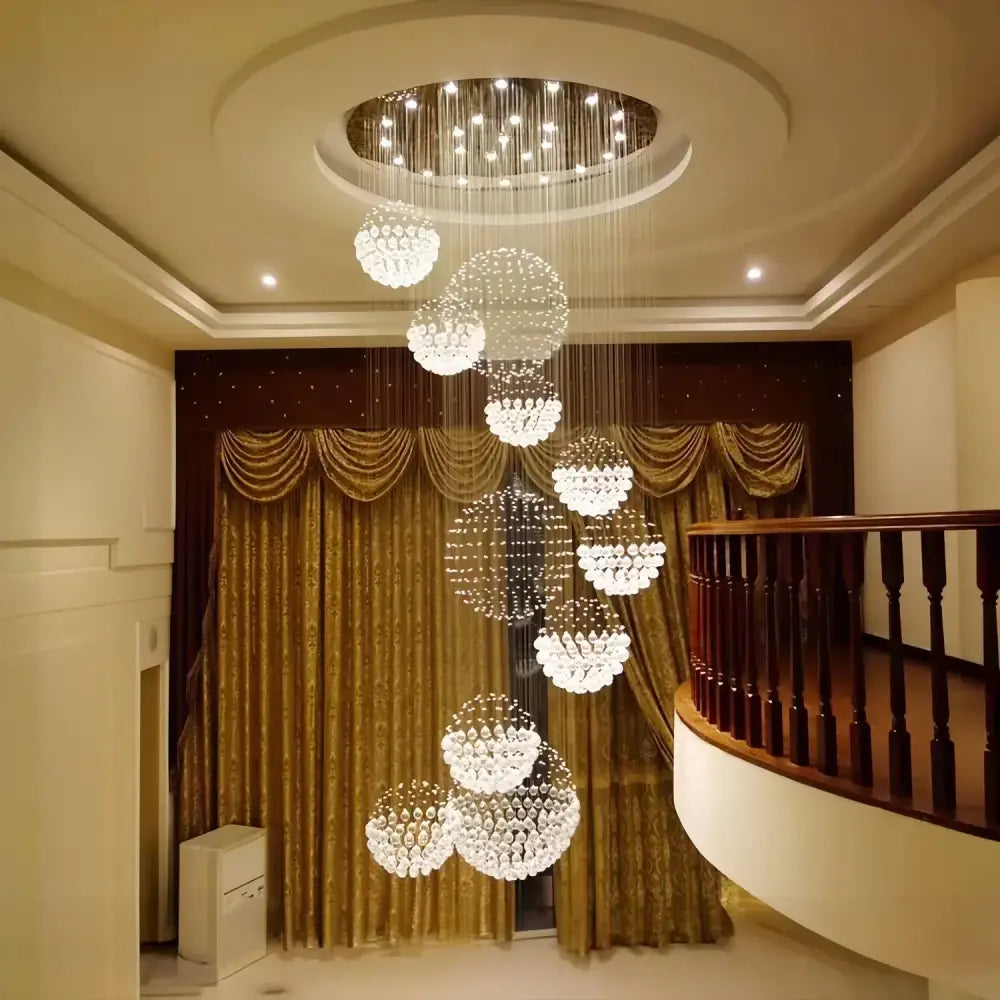 Chrome Crystal Pendant Light with Spiral Design