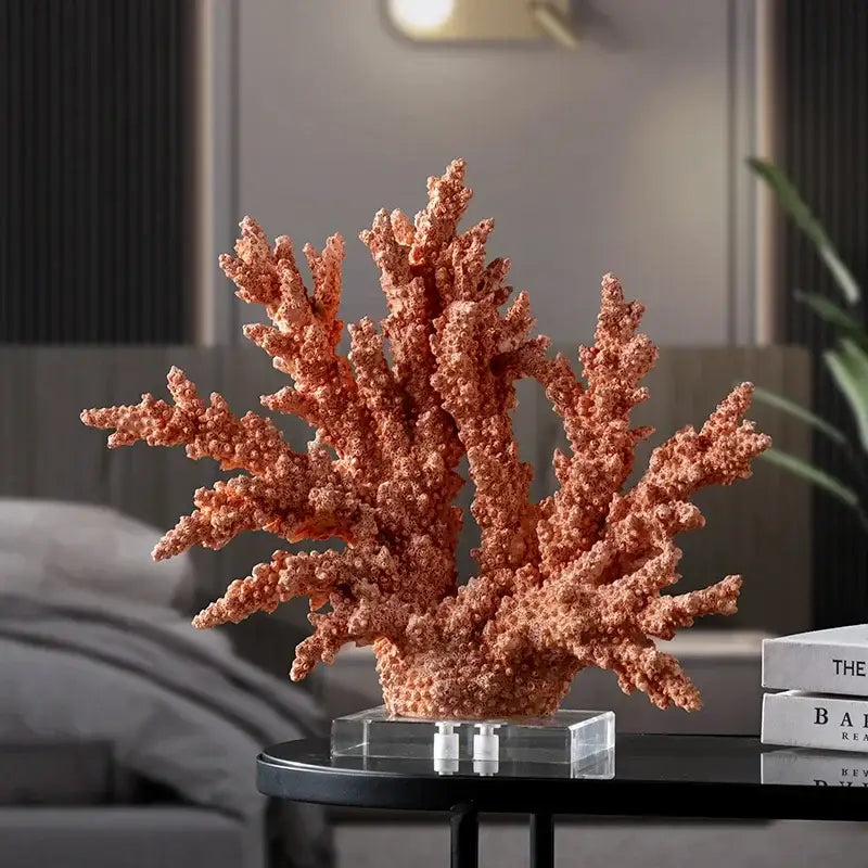 Light Blue Coral Resin Sculpture