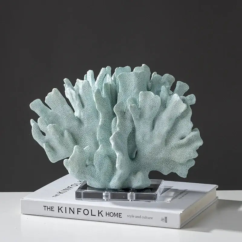 Light Blue Coral Resin Sculpture