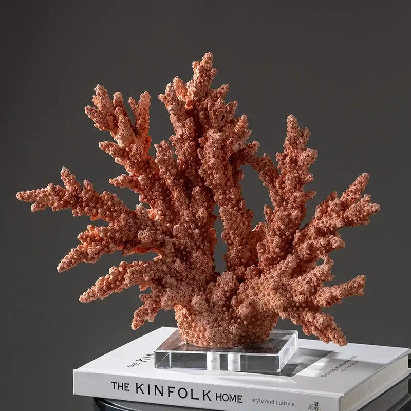 Light Blue Coral Resin Sculpture